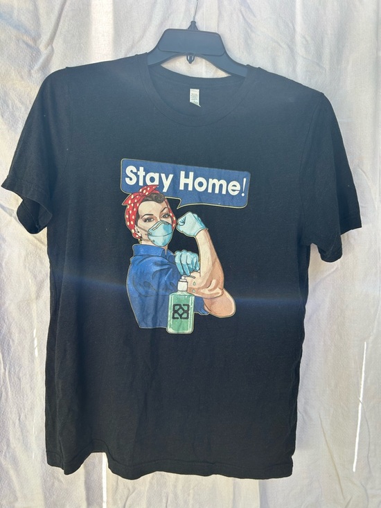 Hanes Tops - Rosie Style Graphic Tee Stay Home Shirt Women’s Large Black Vintage Look